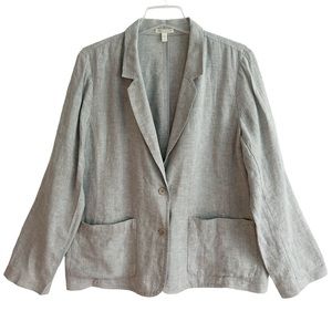 Eileen Fisher Silver Metallic Organic Linen Blazer Jacket XL EPC